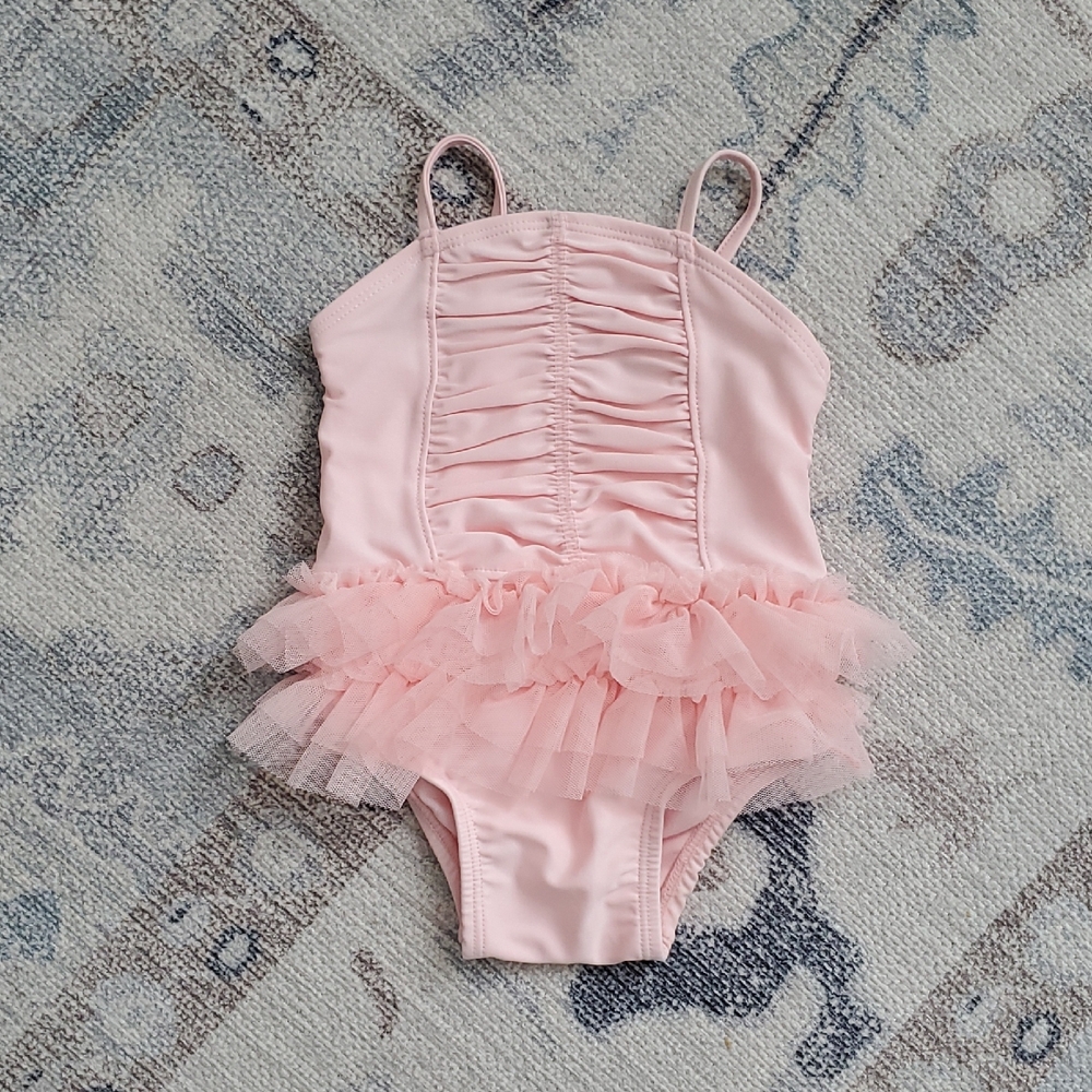 Old Navy Baby Girl Pink Tutu Bathing Suit Ballet Swimsuit Sz0-3m